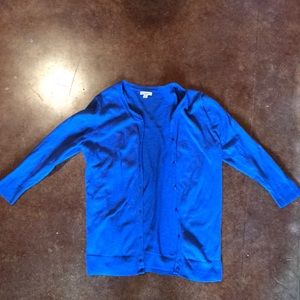 Bright blue button up cardigan